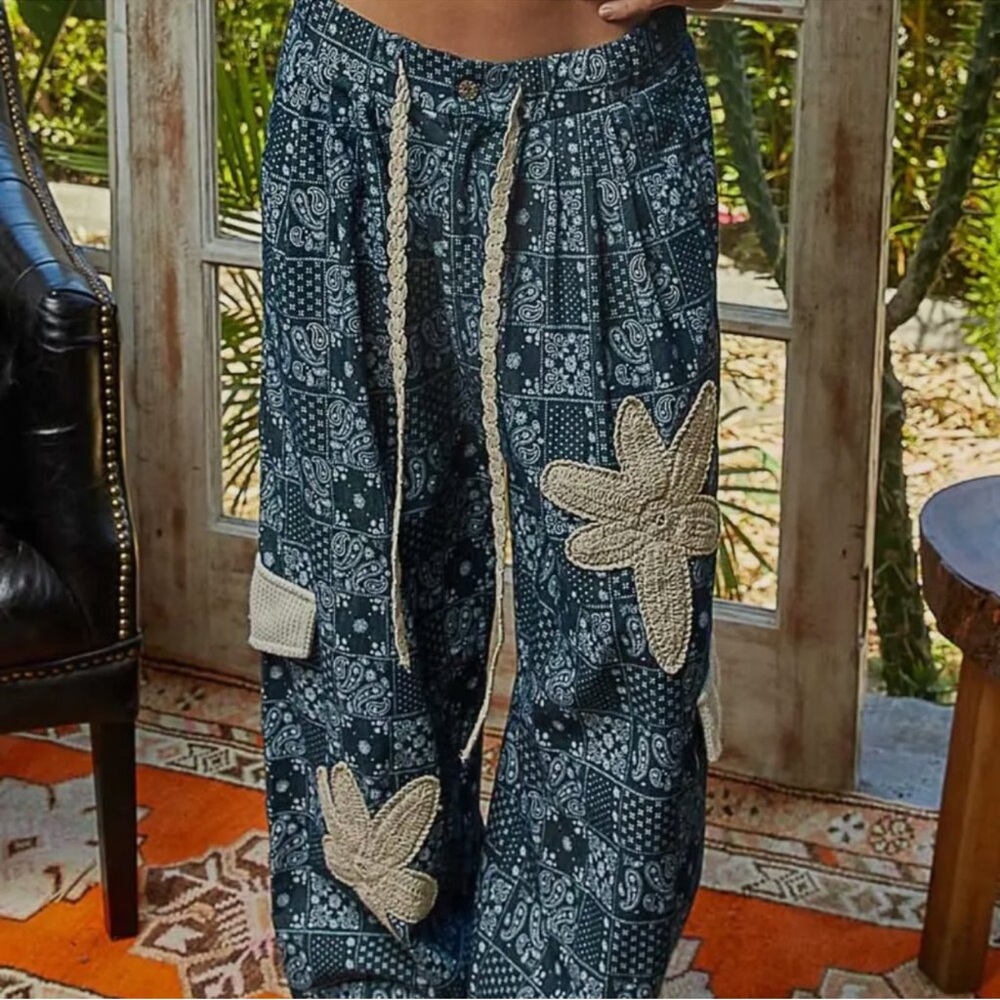 POL Starweave Patchwork Joggers With Crochet Deta… - image 10